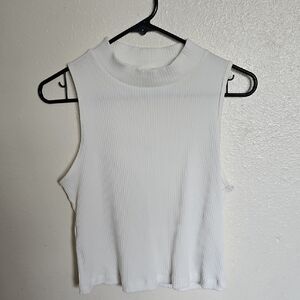 White Sleeveless Ribbed Top